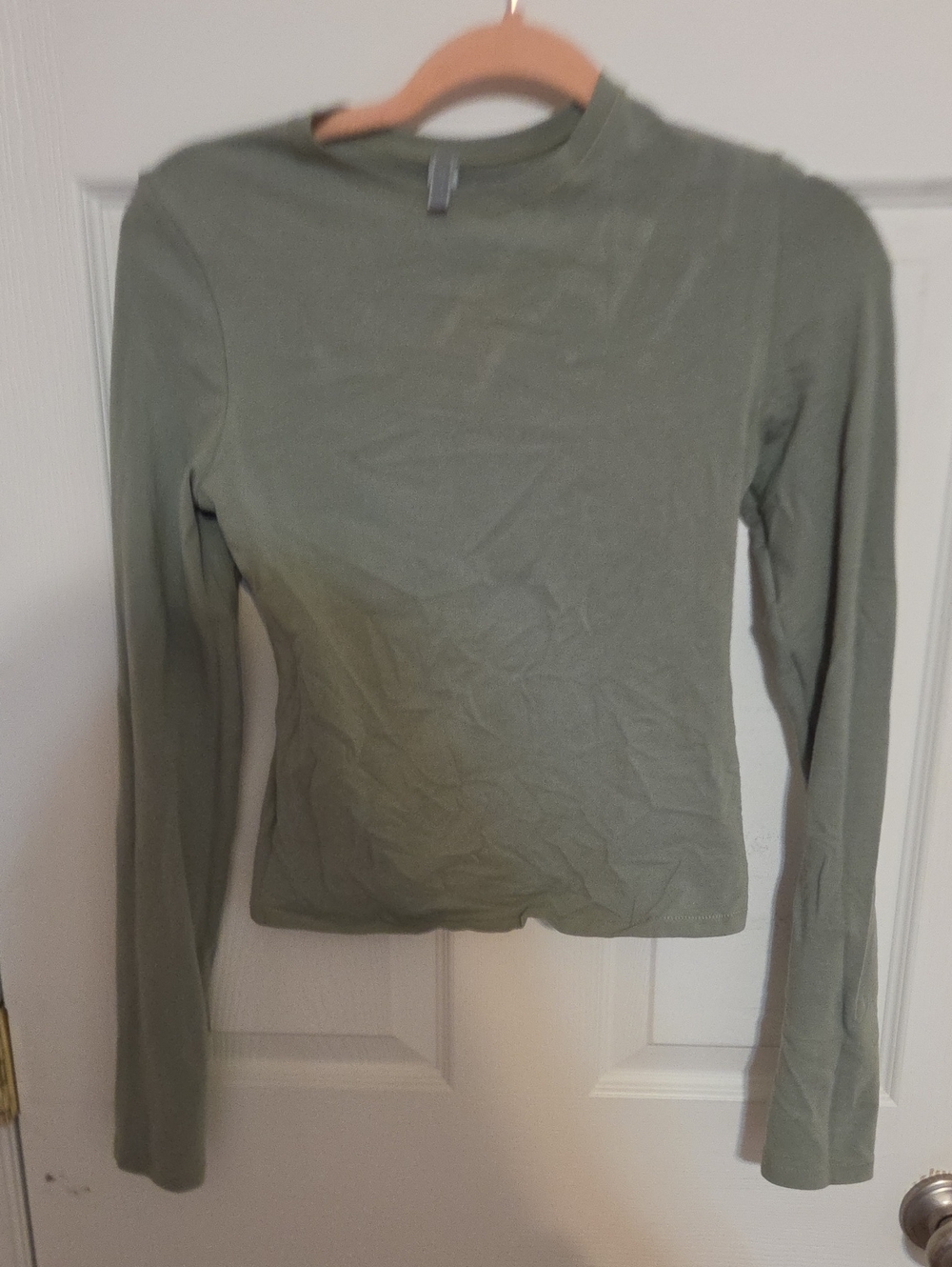 SKIMS Olive Green Long Sleeve Crewneck Top